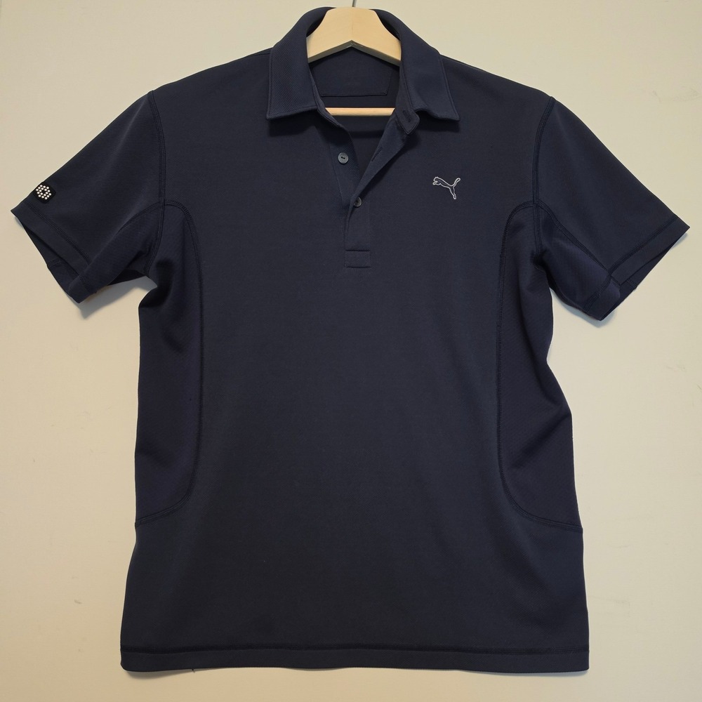 Puma Navy Blue Short Sleeve Performance Golf Polo Shirt Size Medium